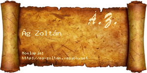 Ág Zoltán névjegykártya